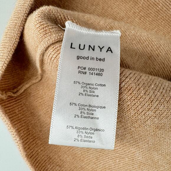 LUNYA‎ Cozy Cotton Silk Pullover 1/4 Zip Sweater Tan Size Large - Picture 8 of 10